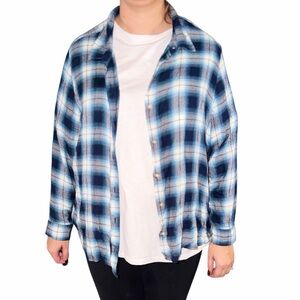 Falls Creek Women's Blue Plaid Button Down Shirt